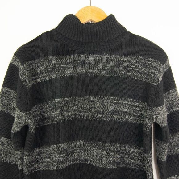 NWOT Eddie Bauer Turtleneck Striped cotton blend Sweater, Black, XL - Picture 3 of 10